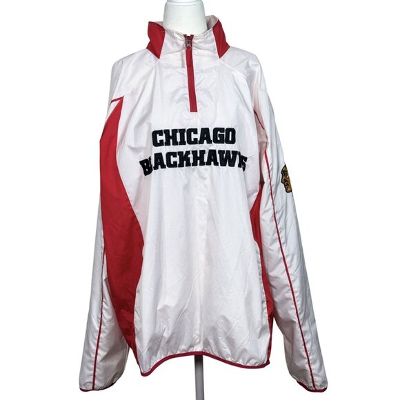 Chicago Blackhawks Size M Men Jacket White/Red Zip-Up Lightweight Windbreaker - Picture 2 of 14